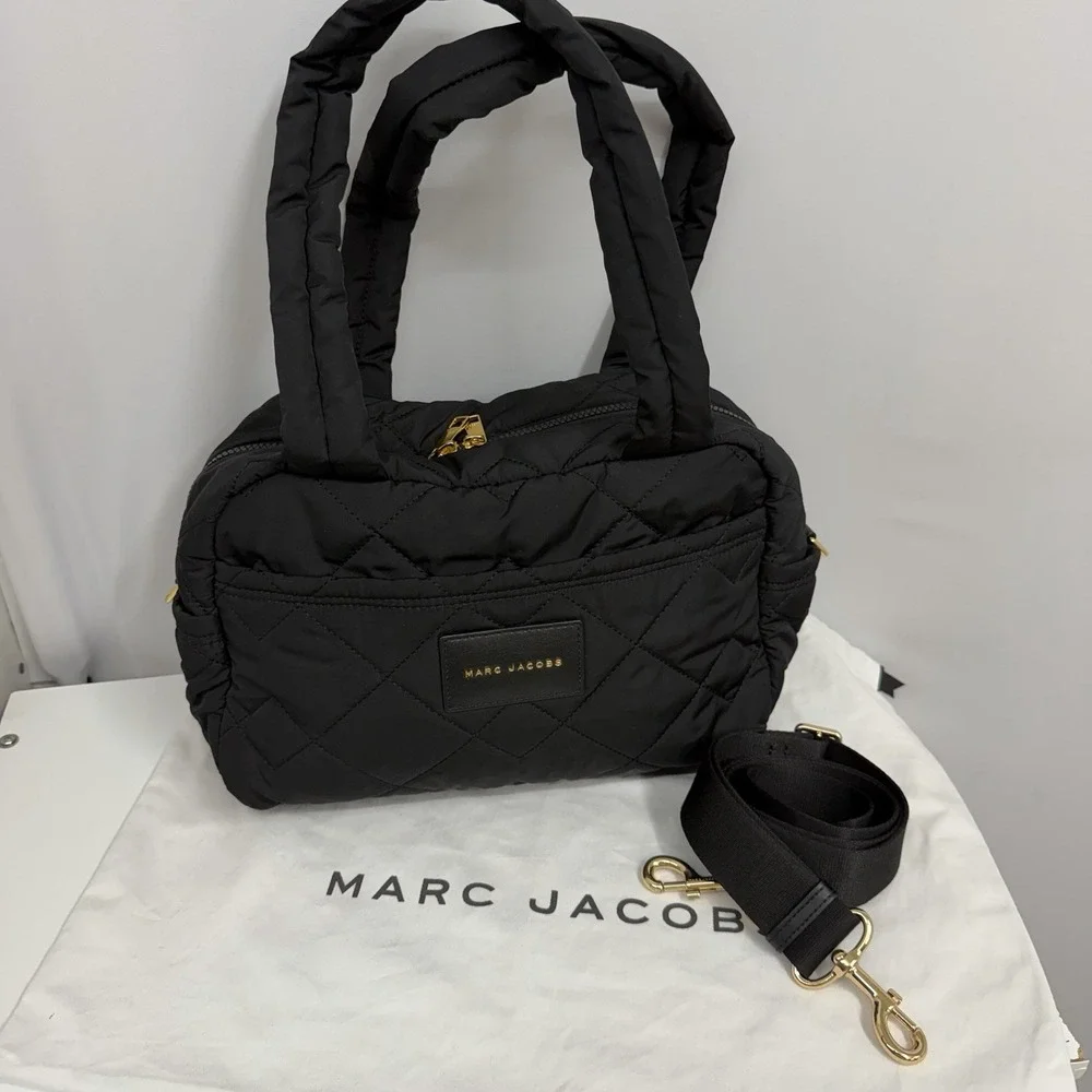 Marc Jacobs Nylon Quilted Tote Bag Cross Body or Shoulder Bag Purse Black